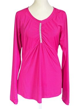 Athleta Pump It Up Long Sleeve Activewear Striped Top Medium